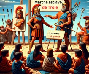 L'image représente Hélénos dans son rôle de maître négociateur, ainsi que la représentation colorée du groupe qui se prépare à créer son propre village de vacances. 