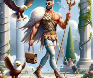 L'image de Zeus en tant que fashionista du panthéon grec. Il porte l'égide, sa cuirasse en peau de chèvre au design exclusif, et se promène nonchalamment avec son compagnon l'aigle. Ce décor fantaisiste et divin met en valeur la personnalité puissante et à la mode de Zeus d'une manière légère et élégante.